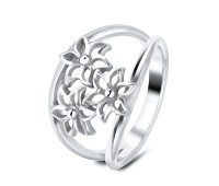 Triple Vintage Flower Silver Ring NSR-3213